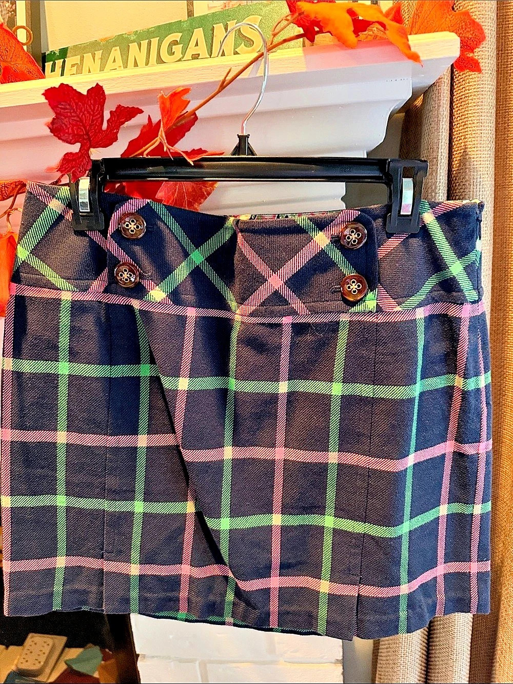 vineyard vines Plaid Mini Skirt in Blue & Pink Size 8 Like New